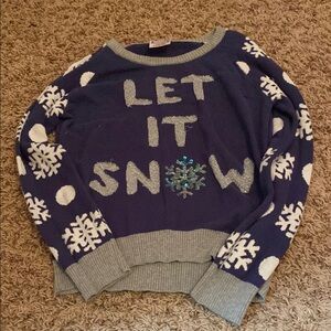 Cozy girls (kids) “let it snow” ugly sweater